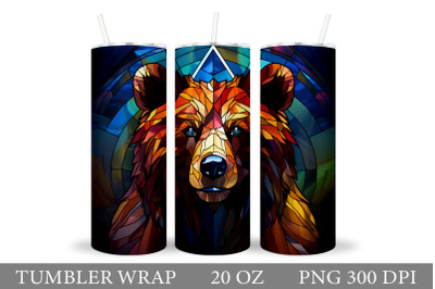 Stained Glass Bear Tumbler Wrap. Bear Tumbler Wrap Design