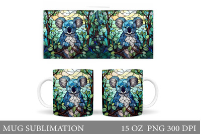 Koala Mug Wrap Sublimation. Stained Glass Koala Mug Design