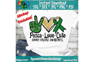 Peace love Cure svg, Kidney Disease, Sublimation Png Digital Download,