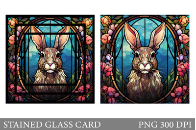 Stained Glass Bunny Card. Bunny Stained Glass Card Design