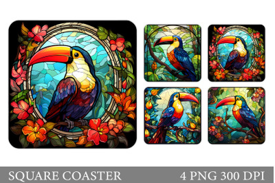 Toucan Square Coaster Design. Stained Glass Toucan Coaster