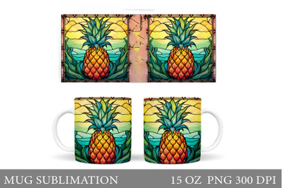 Pineapple Mug Wrap Sublimation. Stained Glass Mug Design