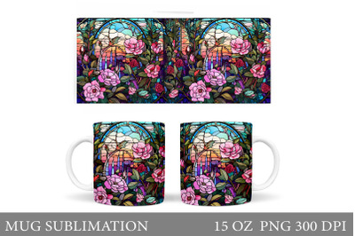 Flowers Mug Wrap Sublimation. Stained Glass Flowers Mug Wrap