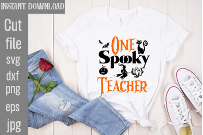 One Spooky Teacher SVG cut file, Halloween SVG Bundle, Retro Halloween