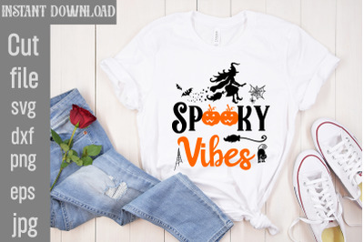 Spooky Vibes SVG cut file&2C; Halloween SVG Bundle&2C; Retro Halloween Bundl