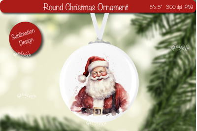 Christmas ornament Round Sublimation Watercolor Christmas Santa PNG