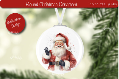 Christmas ornament Round Sublimation Watercolor Christmas Santa PNG