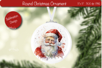 Christmas ornament Round Sublimation Watercolor Christmas Santa PNG