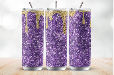 Purple Glitter 20 Oz Tumbler Wrap Sublimation Design