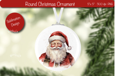 Christmas ornament Round Sublimation Watercolor Christmas Santa PNG