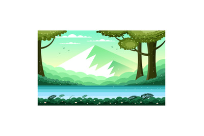 Mountain and Lake Landscape Illustration