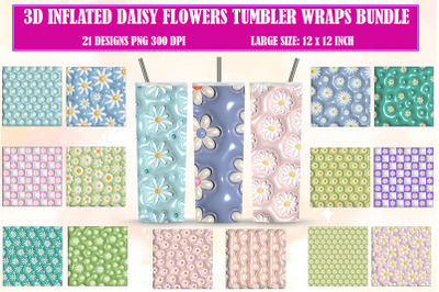 3D Inflated Daisy Flowers Tumbler Wraps
