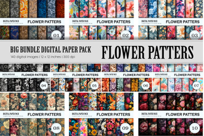 Big Bundle Floral Patterns 01. Digital Papers Sets.