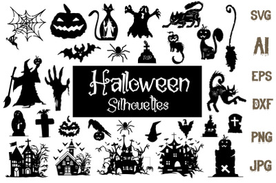 Halloween silhouette clipart. Halloween silhouette SVG