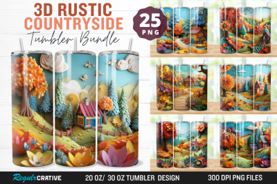 3D Rustic Countryside Tumbler Bundle