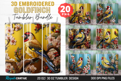 3D Embroidered Goldfinch Tumbler Bundle