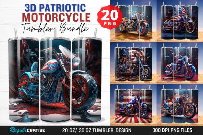 3D Patriotic Motorcycle Tumbler Bundle