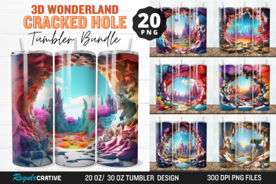 3D Wonderland Cracked Hole Tumbler Bundle