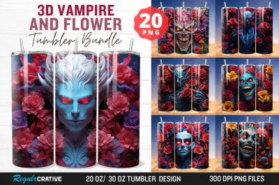 3D Vampire And Flower Tumbler Bundle