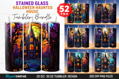 Stained Glass Halloween Haunted House Tumbler Bundle