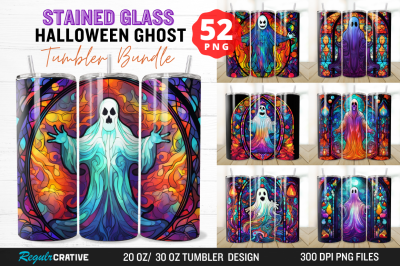 Stained Glass Halloween Ghost Tumbler Bundle