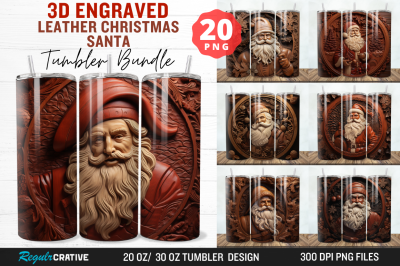 3D Engraved Leather Christmas Santa Tumbler Bundle