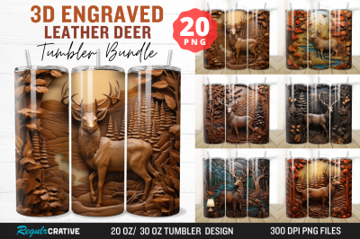 3D Engraved Leather Deer Tumbler Bundle