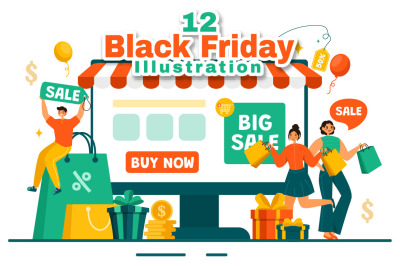 12 Black Friday Sale Event Illustration