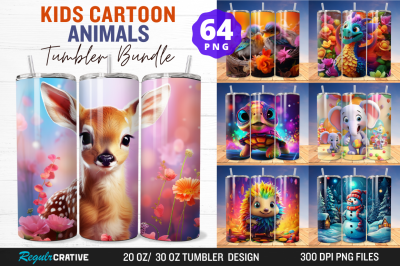 Kids Cartoon   Animals Tumbler Bundle