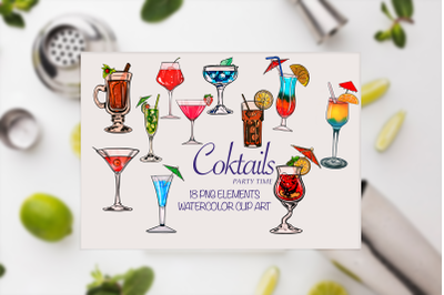 Cocktails clipart watercolor