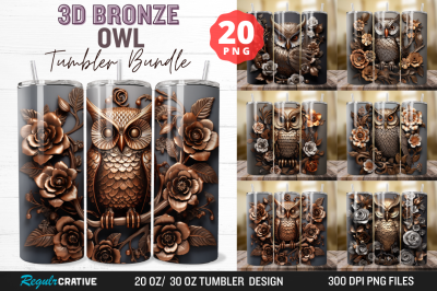 3D Bronze Metal Owl Tumbler Bundle