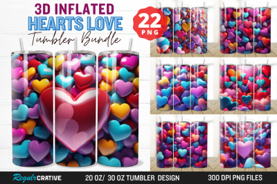 3D Inflated Hearts Love Tumbler Bundle