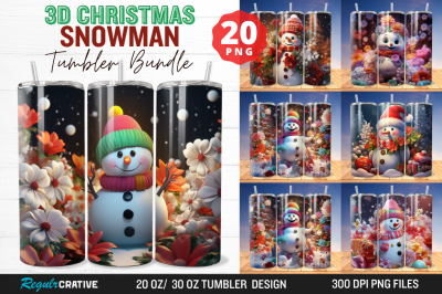 3D Christmas Snowman Tumbler Bundle