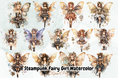 Steampunk Fairy Girl Watercolor Bundle