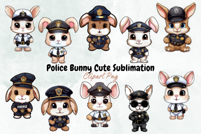 Police Bunny Cute Sublimation Clipart