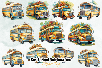 Bus School Sublimation Clipart Bundle