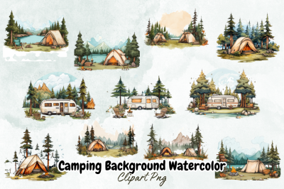 Camping Background Watercolor