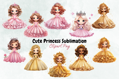 Cute Princess Sublimation Clipart