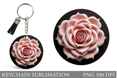 3D Rose Keychain Design. Rose Round Keychain Sublimation