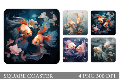 3D Fish Square Coaster Design. 3D Fish Coaster Sublimation