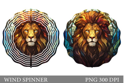 Lion Wind Spinner Design. Stained Glass Lion Wind Spinner