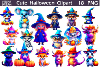 Cute Characters Halloween Clipart | Cute Animals Halloween&nbsp;