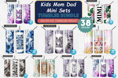 Kids Mom Dad-Mini Sets Png Tumbler Bundle