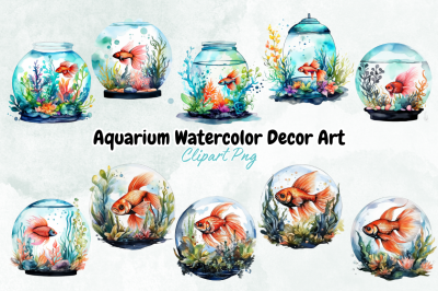 Aquarium Watercolor Decor Art