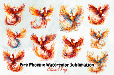 Fire Phoenix Watercolor Sublimation