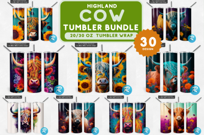 Highland Cow Png Tumbler Bundle