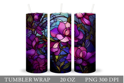 Stained Glass Flowers Tumbler. Flowers Tumbler Wrap Design