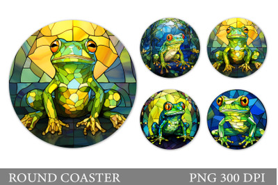 Stained Glass Frog Coaster. Frog Round Coaster Design