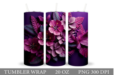 3D Flowers Tumbler Sublimation. Flowers Tumbler Wrap Design
