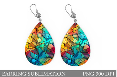 Stained Glass Teardrop Earring. Abstract Earring Design